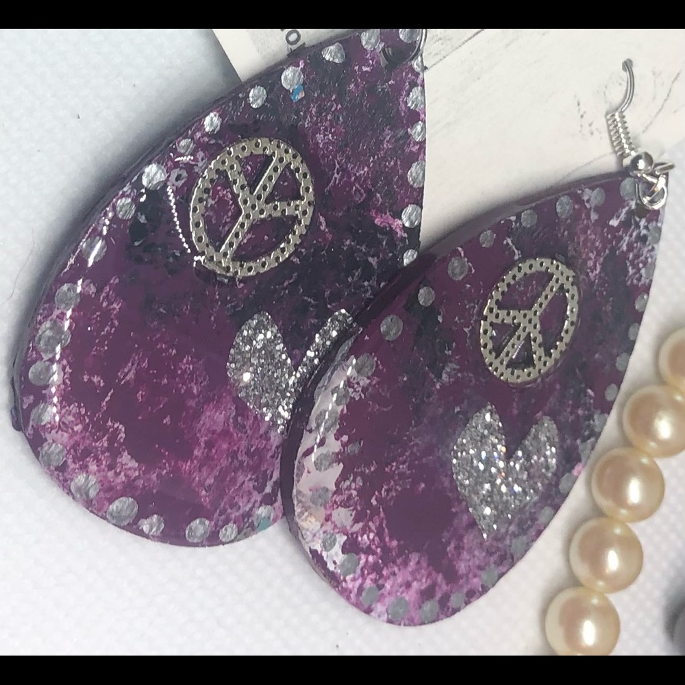 Mixed Media Originals Earrings Peace & Love